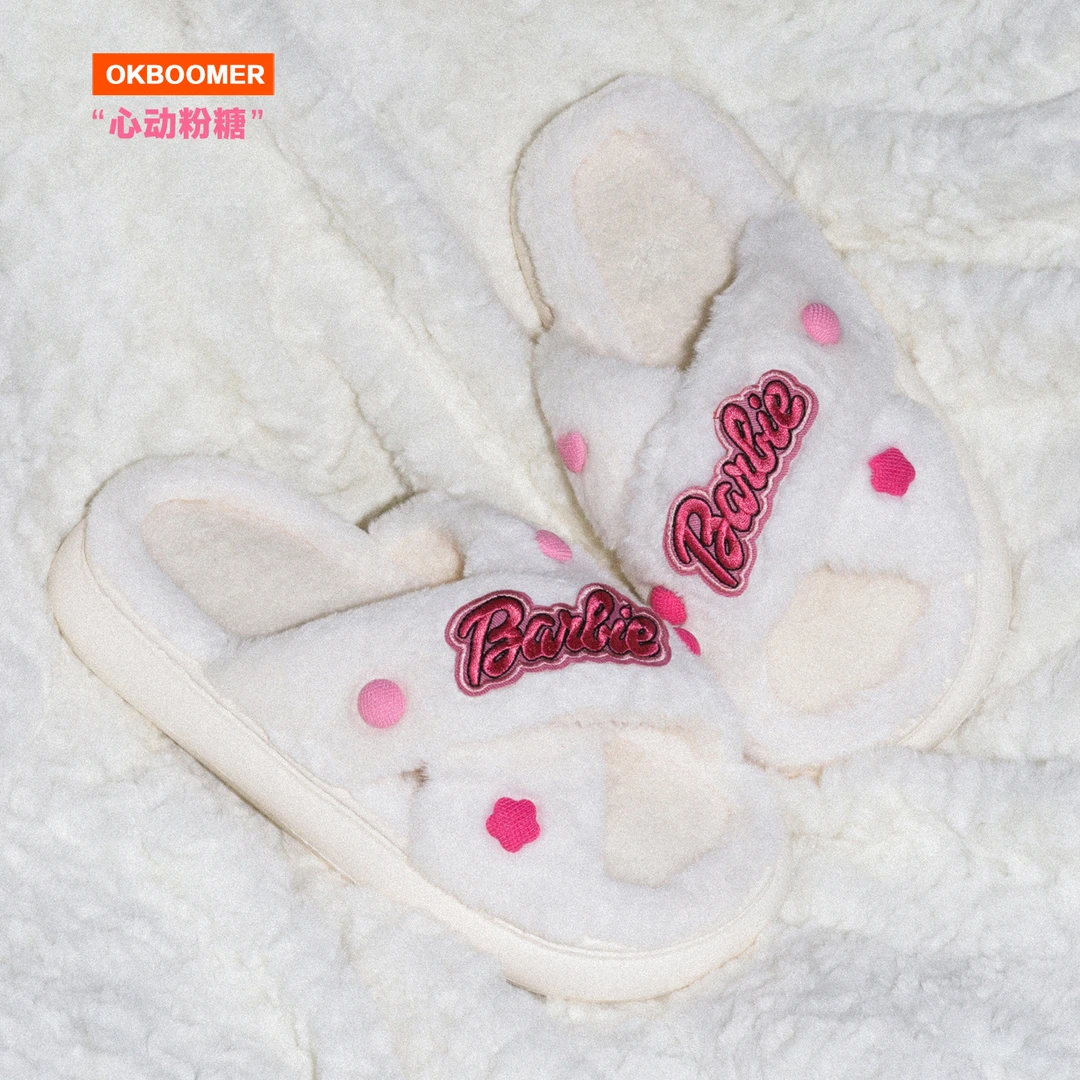 OKBOOMER心动粉糖毛毛拖2025秋新款外穿厚底可爱女生保暖大码拖鞋