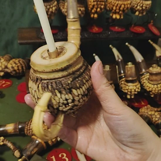 眉***長贵州特色竹根烟斗工艺品手把件