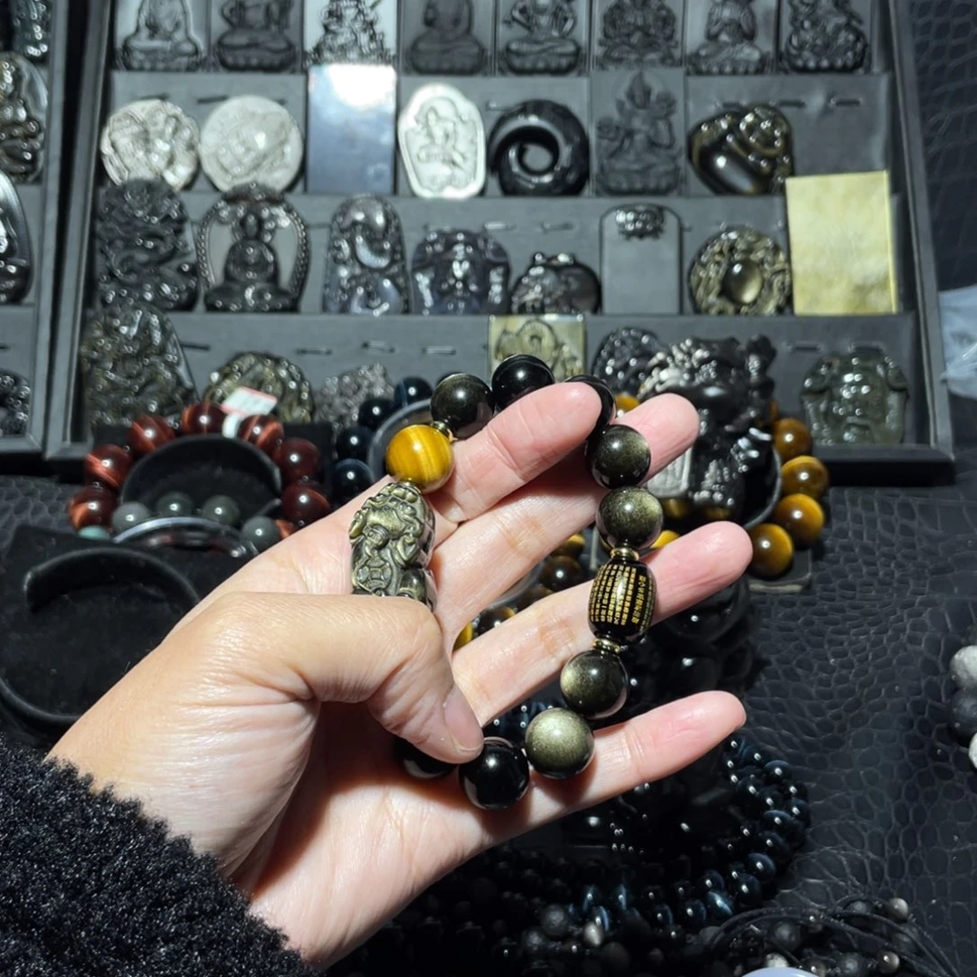 黑曜岩手链未镶嵌艾*