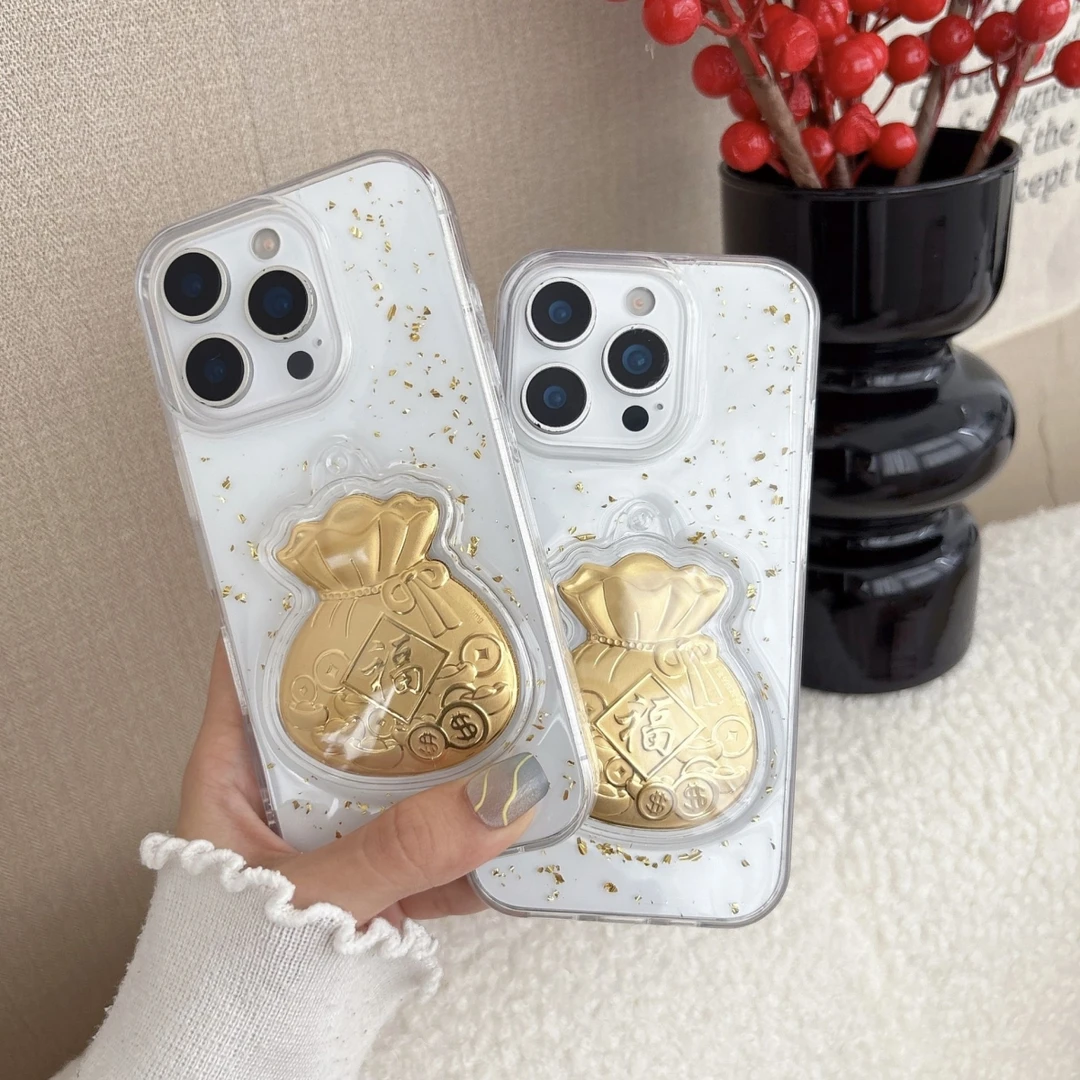 滴胶金箔立体福袋适用于苹果17时尚创意手机壳ins风新款16系列手