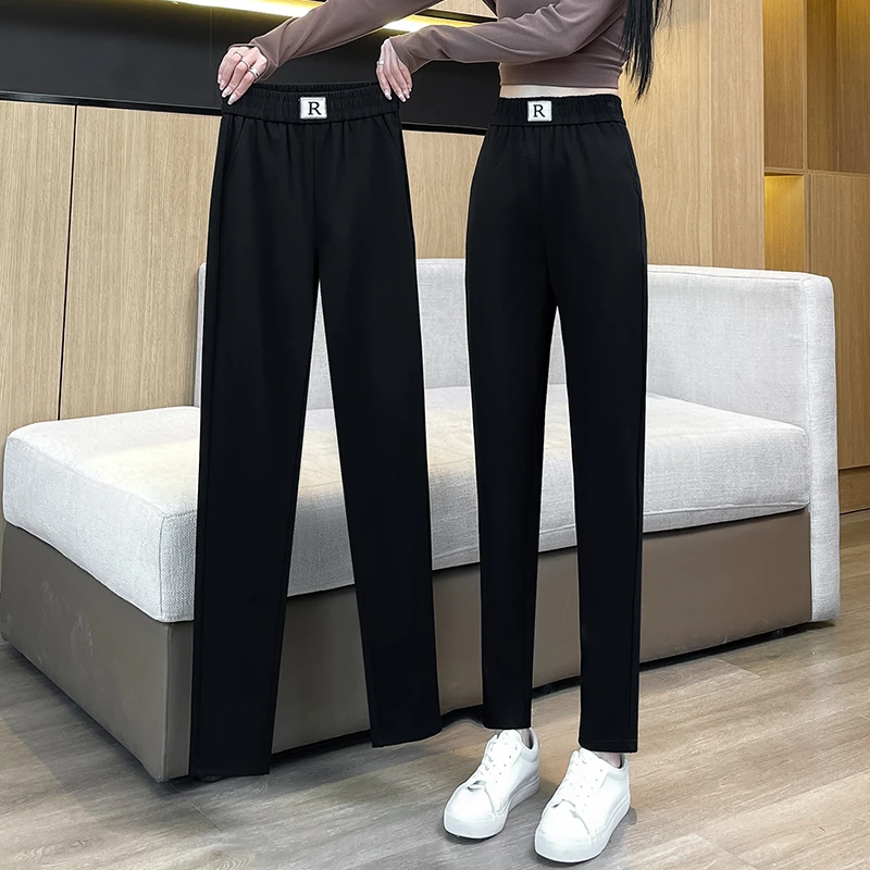 2025年新款夏季黑色高腰运动裤女修身小脚裤哈伦裤萝卜裤外穿百搭