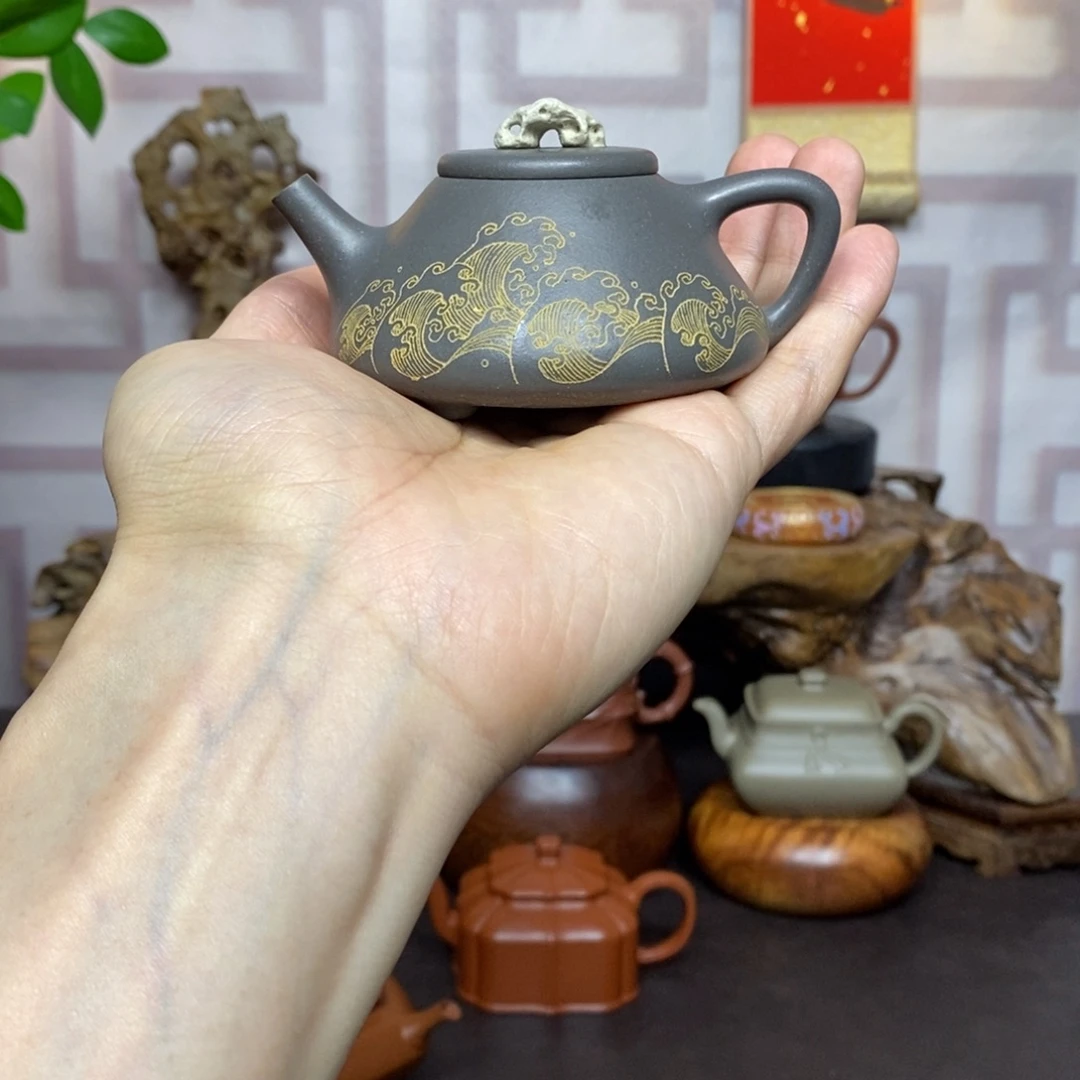 千***魂茶壶紫砂紫砂茶具青段太湖石小子冶石瓢