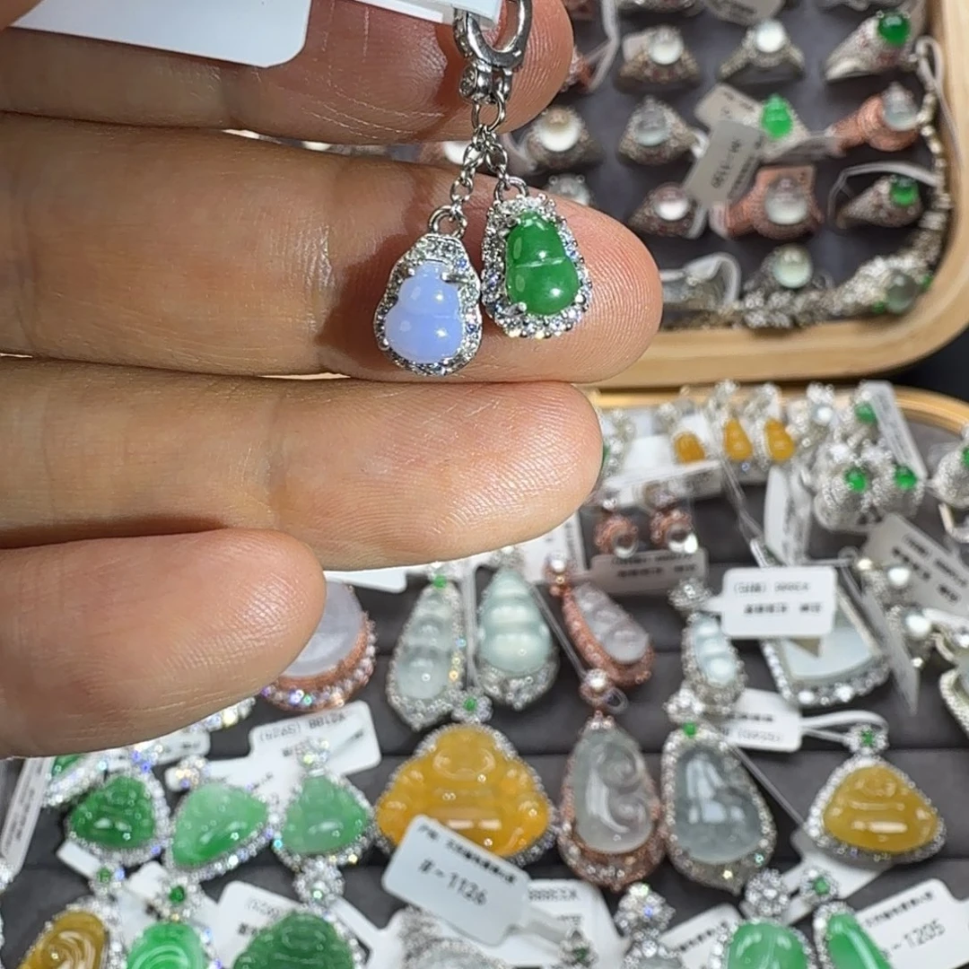 M***y翡翠银S925镶嵌戒指天然缅甸翡翠a货