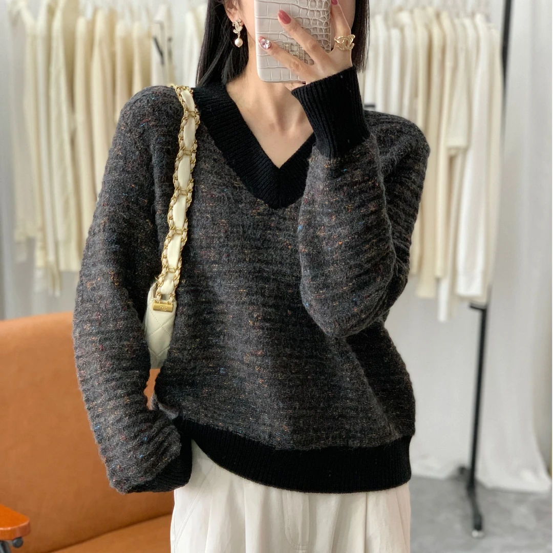 【芊荨精选】2025新款高级感显瘦软糯V领时尚百搭针织衫S646#