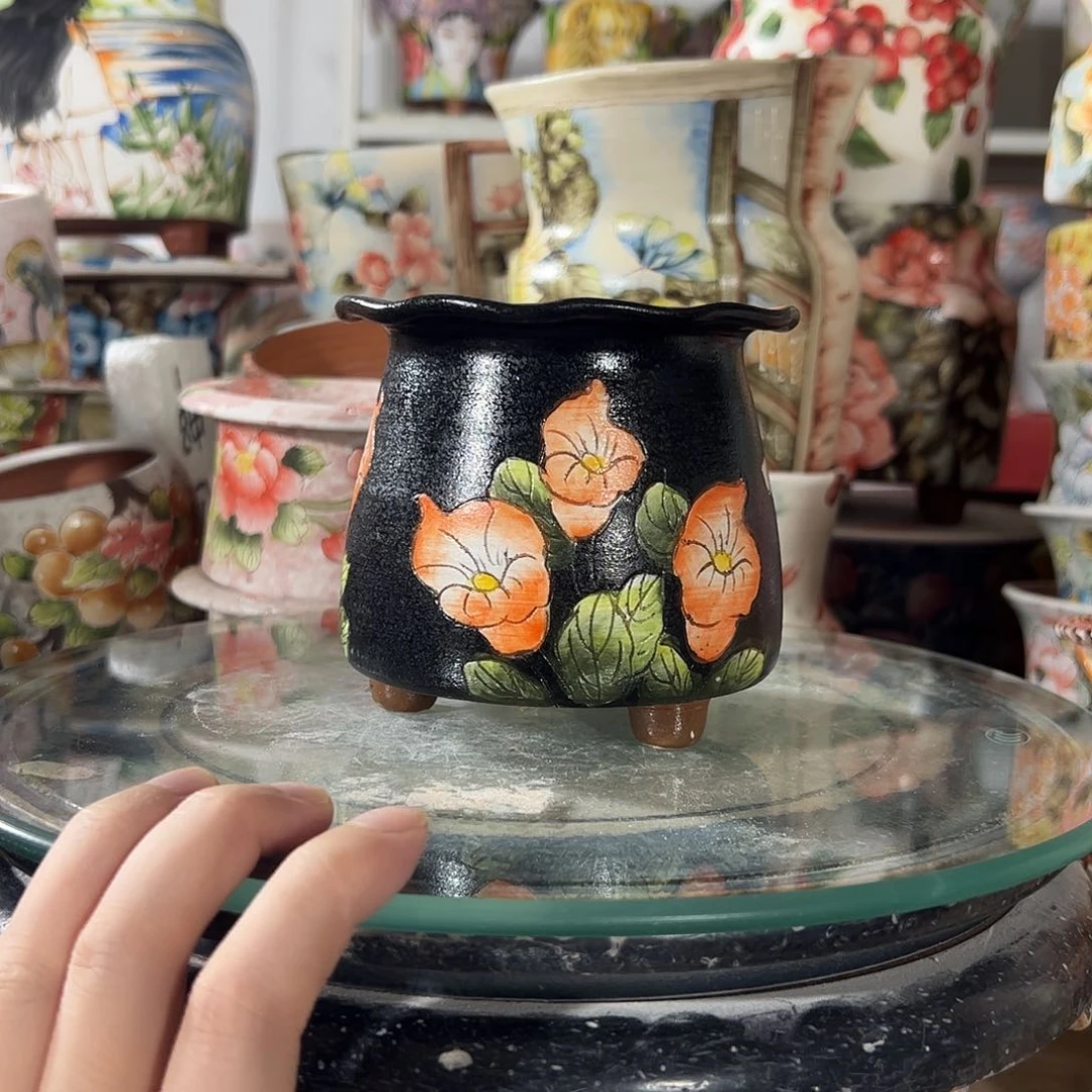 景德镇手绘花盆幸运花盆