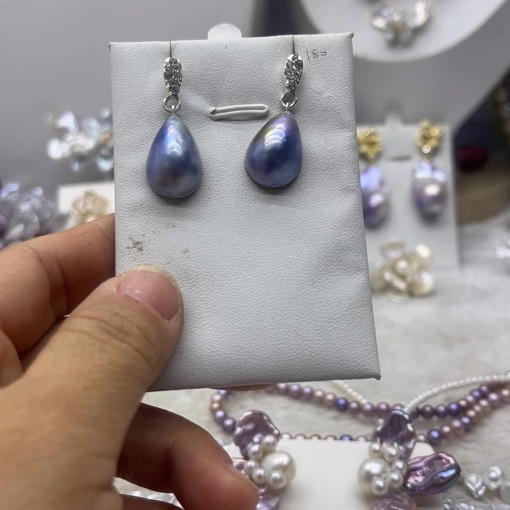 银S925镶嵌耳饰淡水珍珠