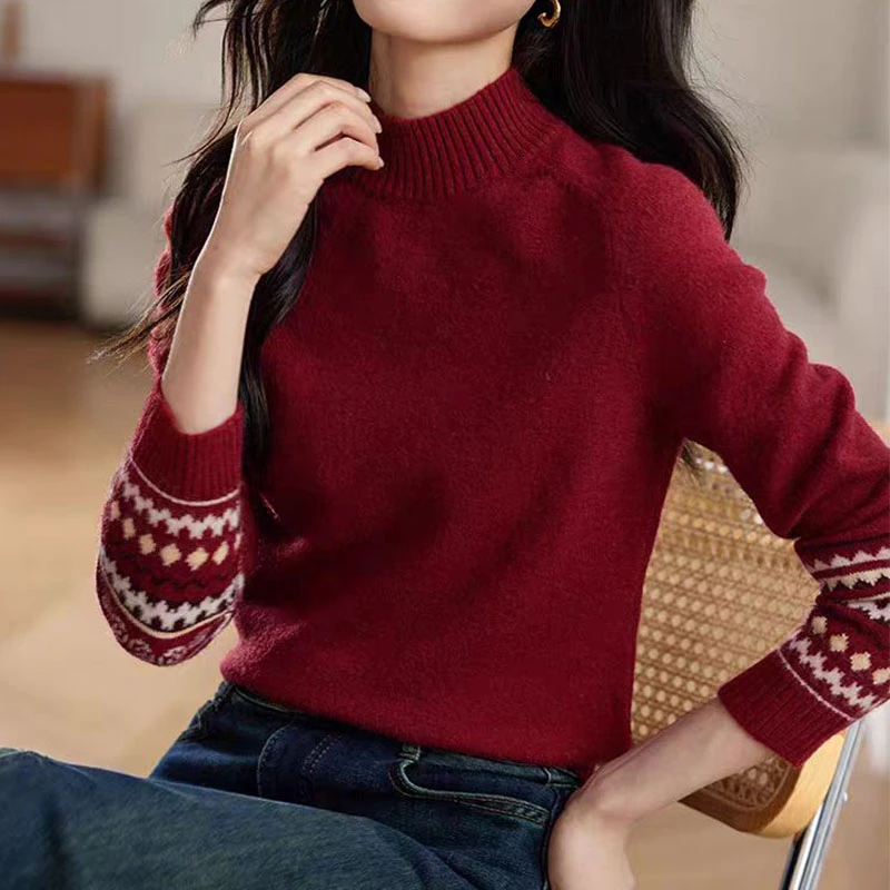 时尚洋气秋冬提花宽松提花打底衫毛针织衫XFT0785/AP