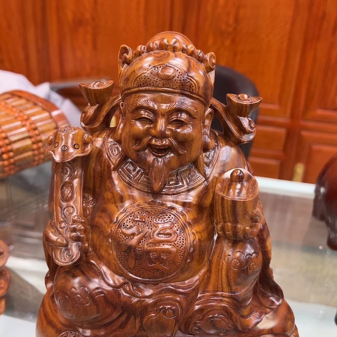 黄花梨财神高30公分