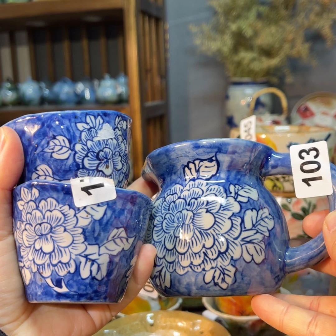 杯丫*?素浅陶瓷手工手绘