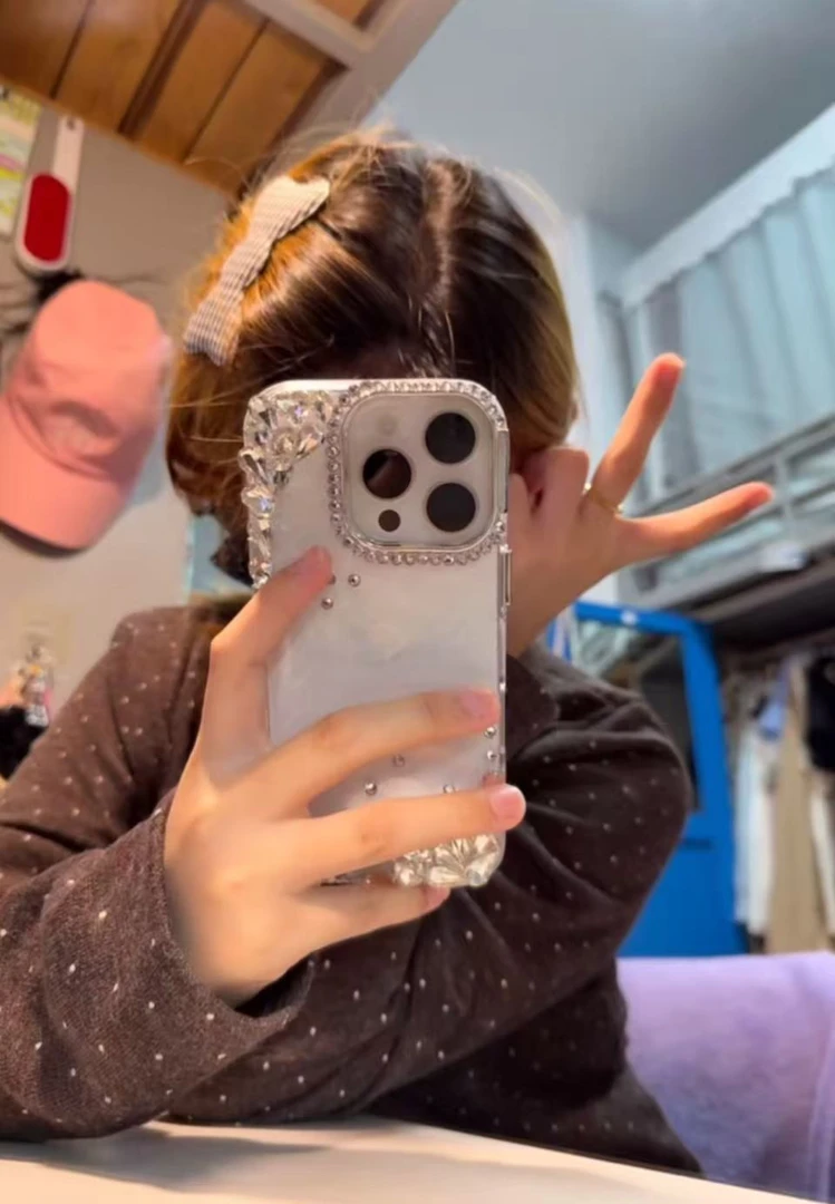 轻奢风对角凌乱钻不发黄适用于苹果iPhone16promax手机壳15高透13