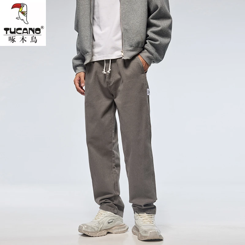 啄木鳥美式复古重磅工装裤子男秋季新款炒洗宽松直筒休闲裤男纯棉