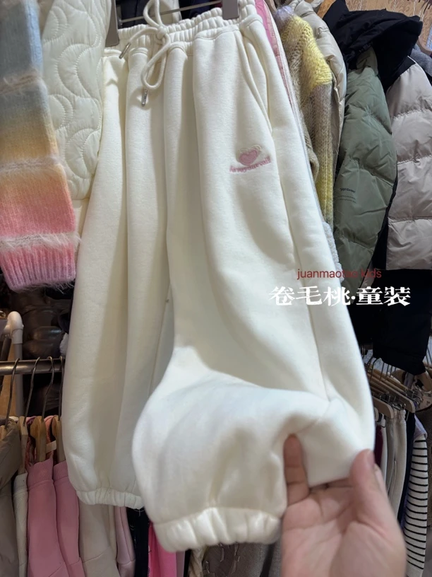 卷毛桃秋冬加绒爱心卫裤