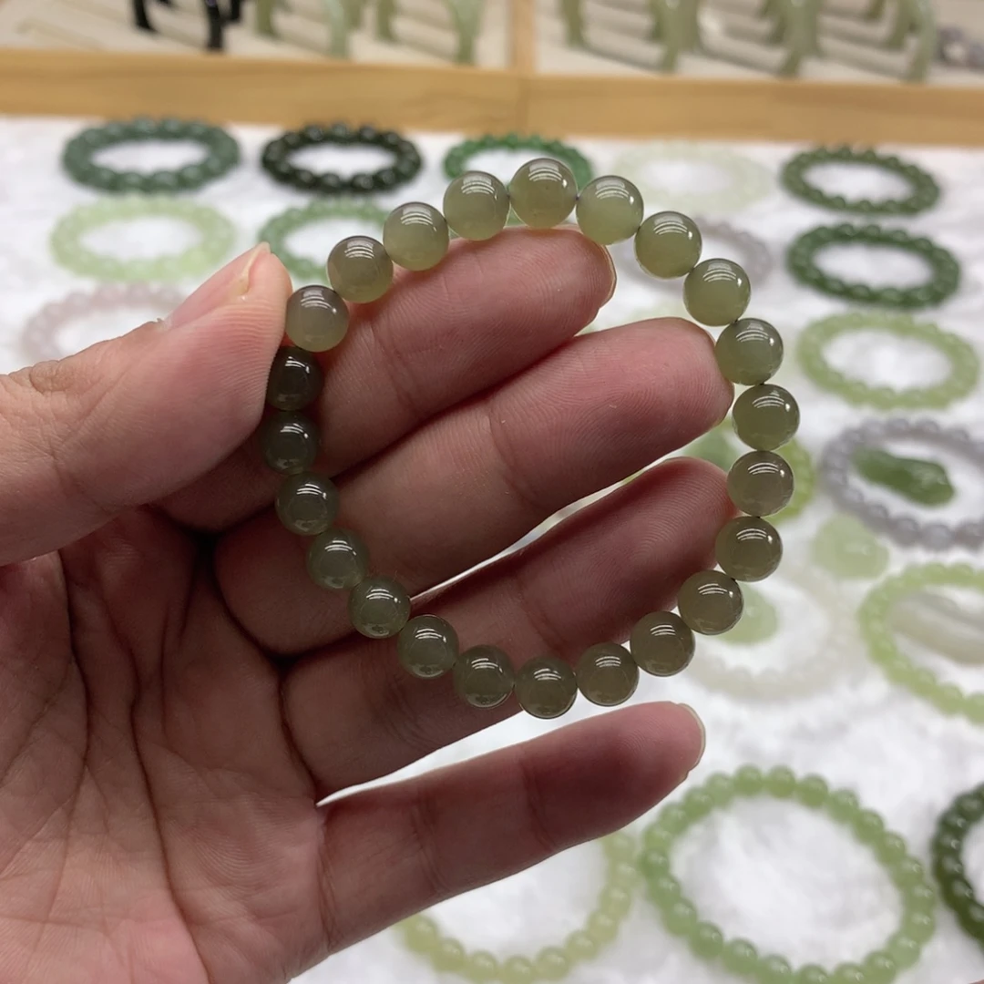 和田玉未镶嵌手串（冰藕灰7.7）