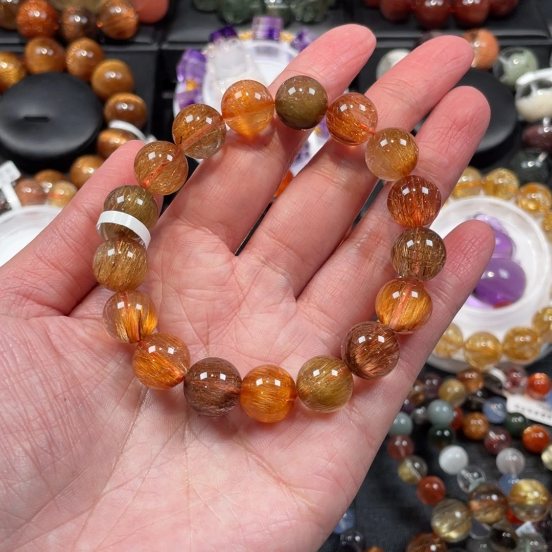 水晶手链未镶嵌发晶多宝12mm