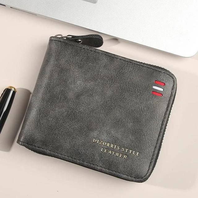 男士钱包短款2025新款色青年简约三折钱夹多功能学生拉炼 炼 零