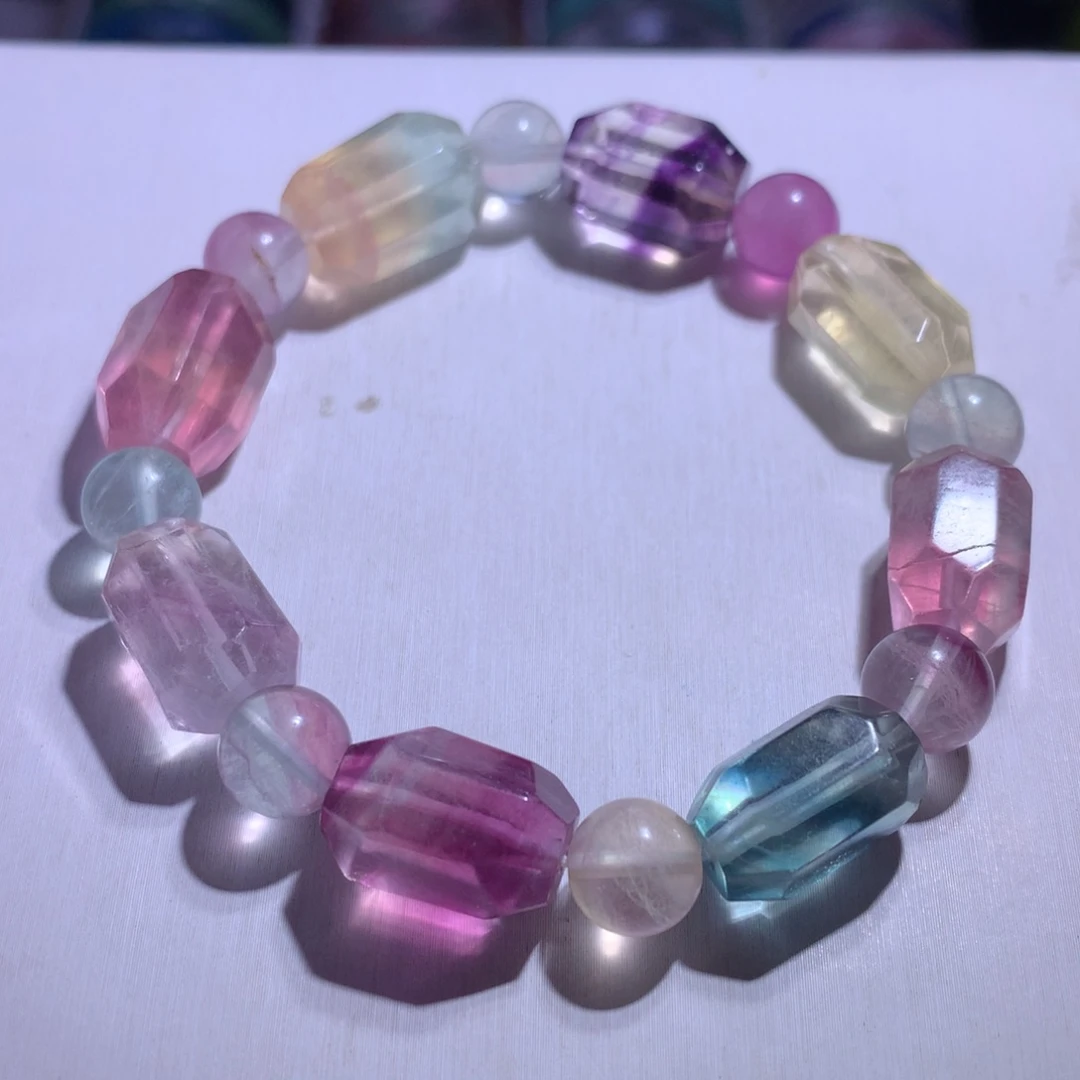 水晶银S925镶嵌手串萤石随形10.5m