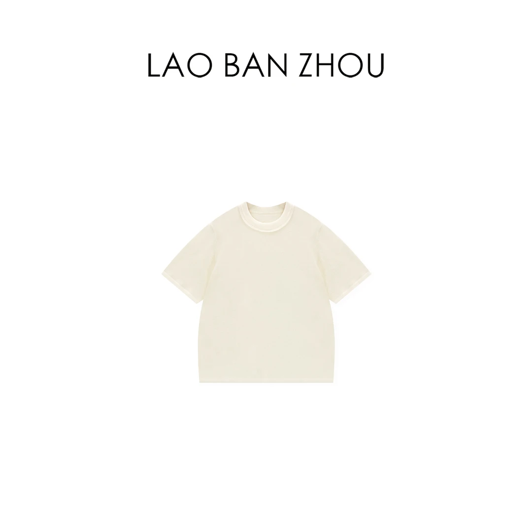 【老板周】极简质感 秋冬新品圆领舒适短袖针织上衣