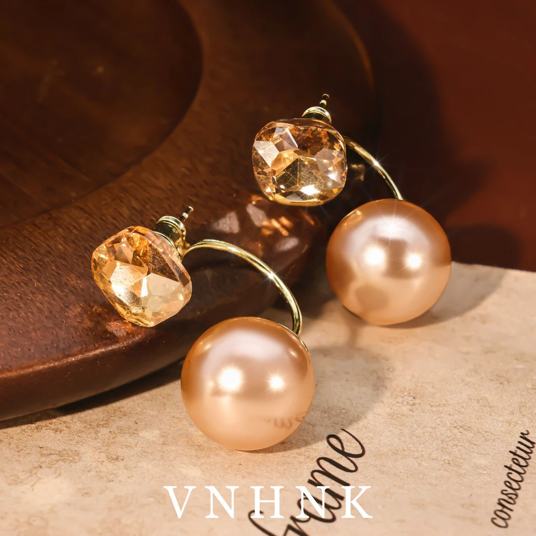 铜合金仿珍珠耳饰 美可儿  C442   金色小众百搭气质耳环预售