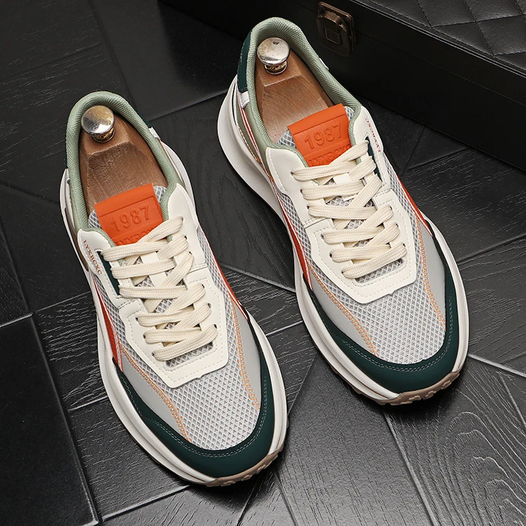 Louis Fordea/路易弗狄轻奢网面鞋男士厚底百搭男透气厚底男鞋