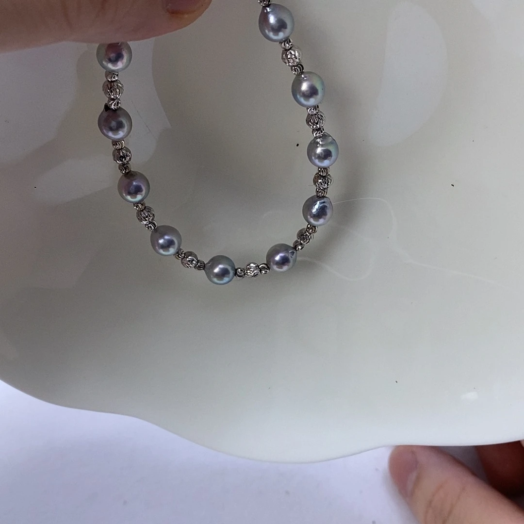 海水珍珠银S925镶嵌手绳