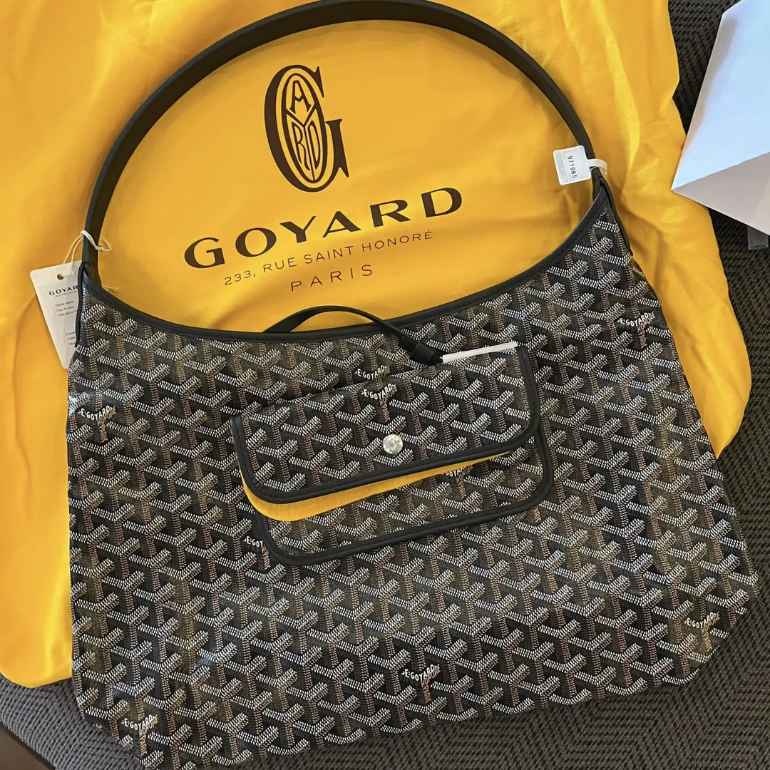 未使用 Gaoy/戈雅 青奢荟/黑色hobo腋下包//75618