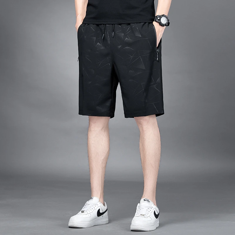 男裤五分裤短裤印花休闲新款男式运动宽松夏季男裤青年松紧腰