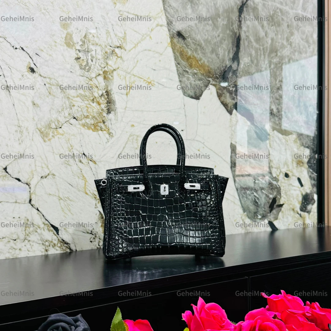 BK亮面（高光）漆皮-鳄鱼纹休闲手提斜跨时尚简约轻奢小包手提包