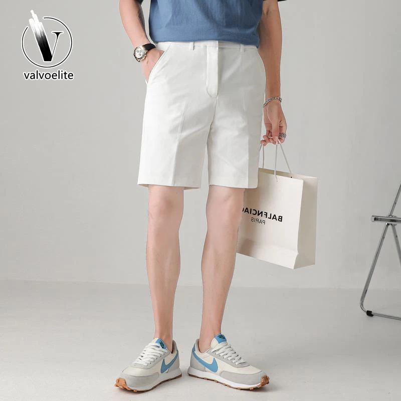 VALVOELITE白色西装短裤男夏季外穿宽松潮流五分免烫港风休闲裤潮
