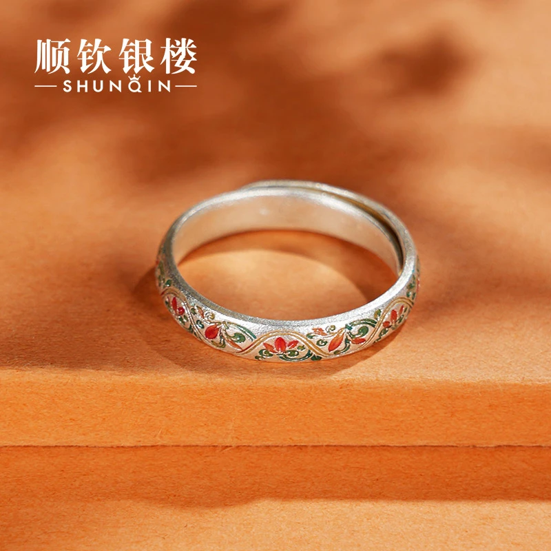 足银戒指 顺钦银楼 琳琅戒指 实心 珐琅工艺国风新年礼物