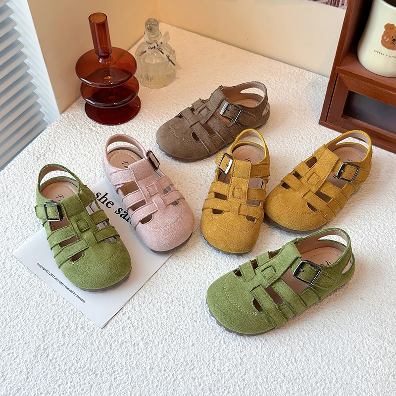 韩版儿童复古勃肯鞋2025年夏季新款软底男童休闲鞋女宝宝罗马凉鞋