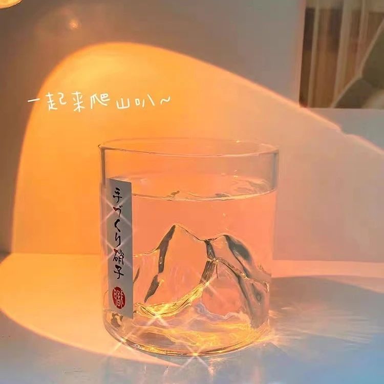 日式观山杯富士山酒杯威士忌艺术茶杯子玻璃杯高档