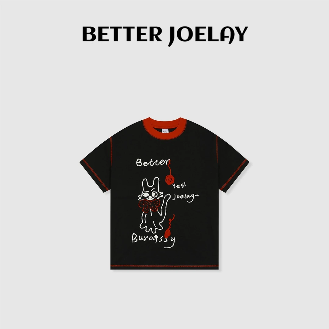 BETTER JOELAY -中版【娇气小野猫】百搭微宽松短袖T恤休闲风ZZ3884