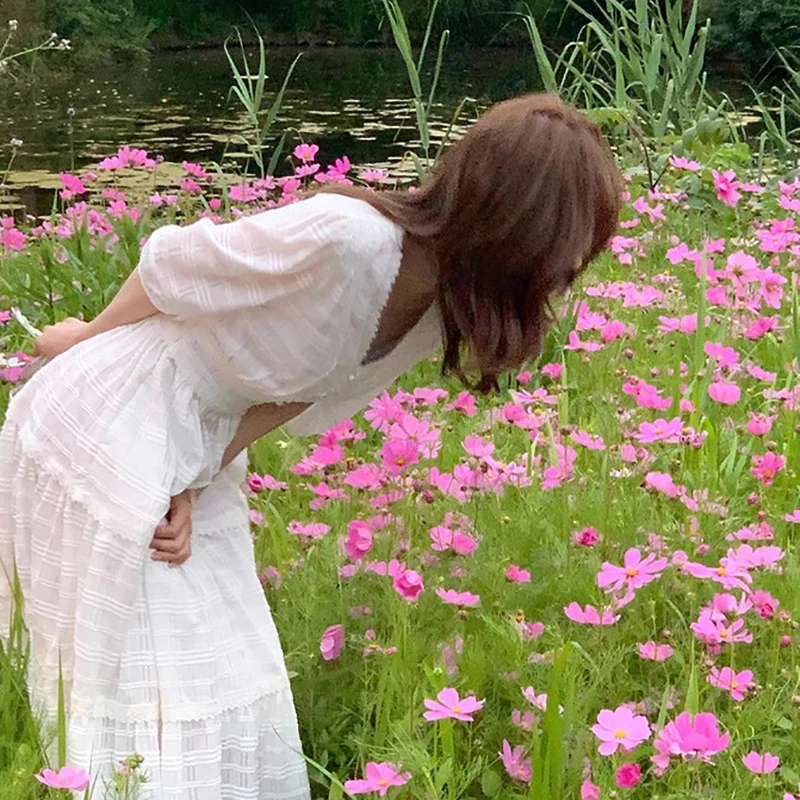 于momo【海芋恋】提花格纹V领连衣裙女 ML222023