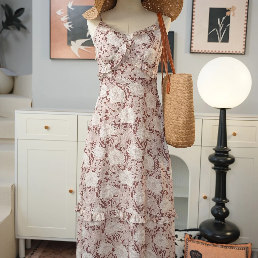 定金拍下联系客服！！【工费连衣裙】交叉花边领吊带裙（只是工费）