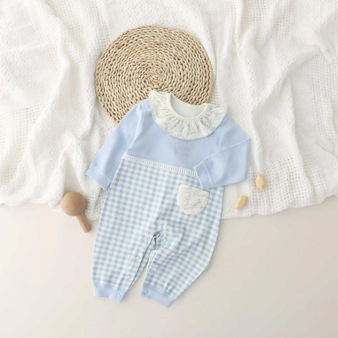 婴幼儿连身衣爬服2025春夏款新款丛林话语双肩开哈衣9166010