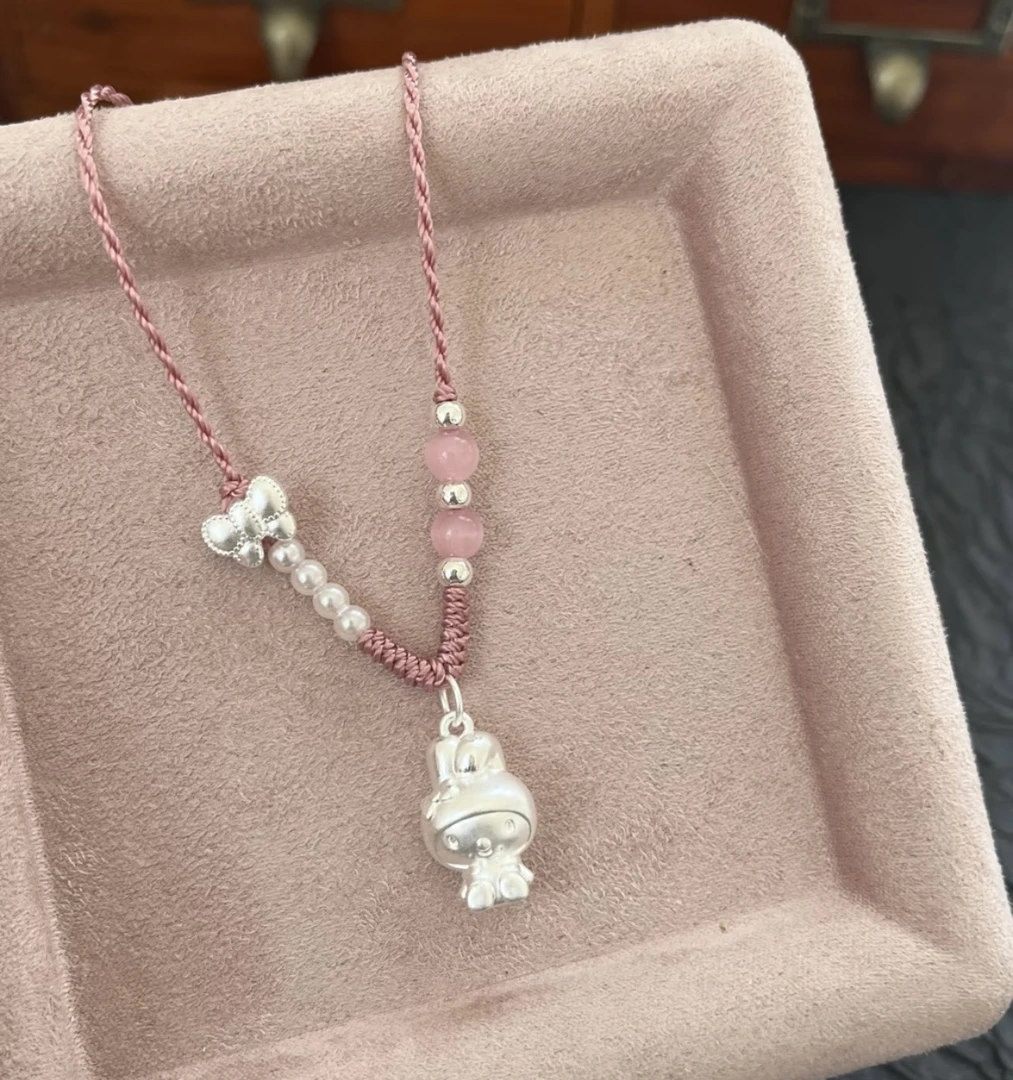 坠链均足银 999纯银美乐蒂项链儿童编绳送小孩儿童节礼物女生女童