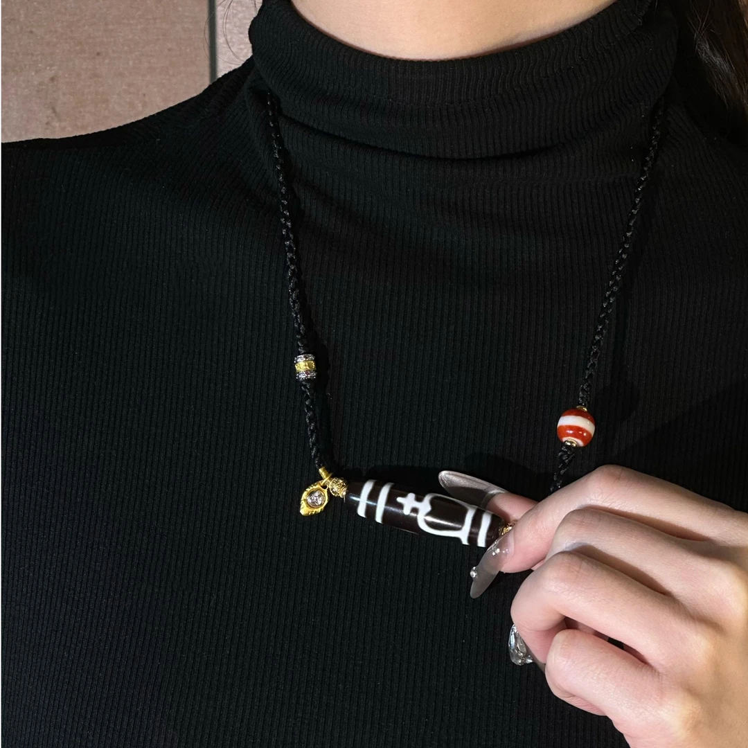 上肯丨宝瓶珠吊天然玛瑙坠编绳吊坠锁骨配饰复古民族风