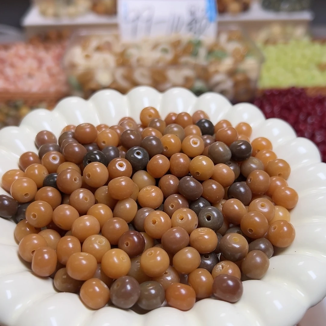 菩提根10mm咖色苹果珠微微瑕200颗