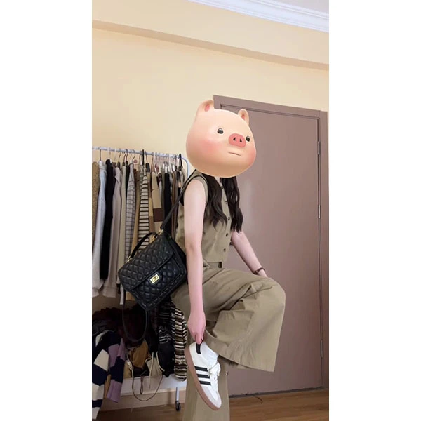 复古港风套装女卡其色无袖短款背心上衣夏季高腰阔腿裤休闲两件套