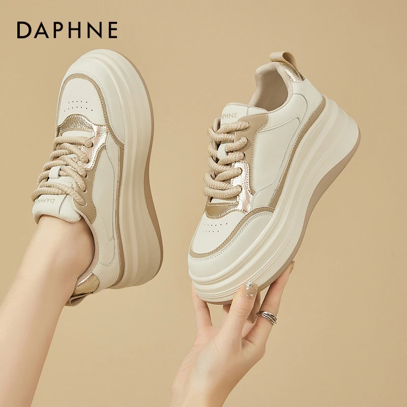 达芙妮板鞋女鞋2025新款春秋厚底运动休闲鞋百搭学生内增高小白鞋