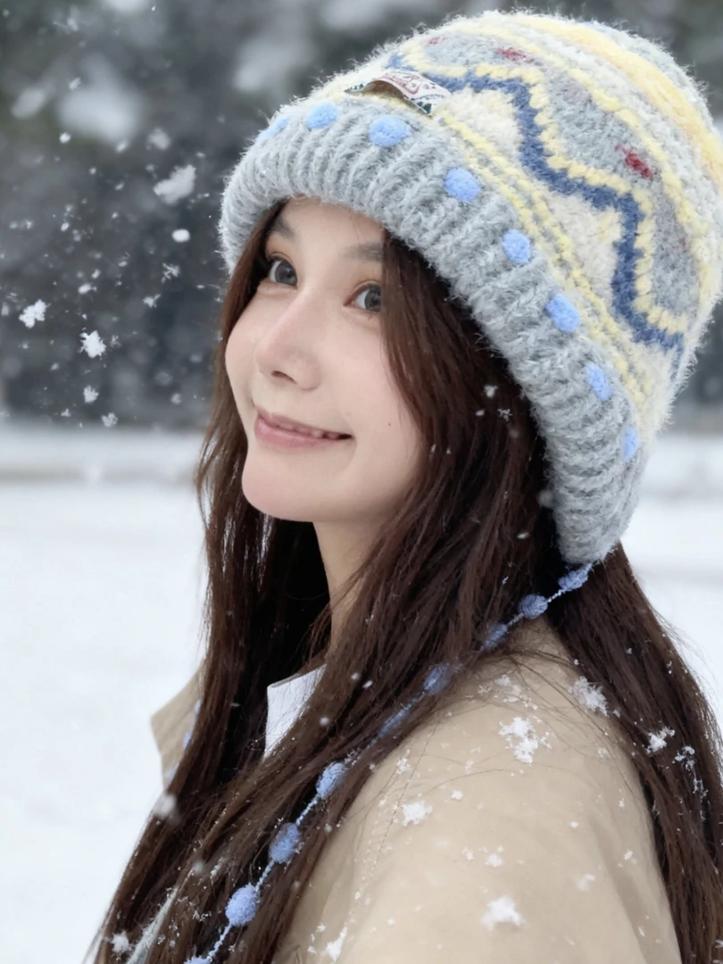 费尔岛风流苏包包帽子女士毛线帽秋季秋冬帽子针织百搭时尚加绒