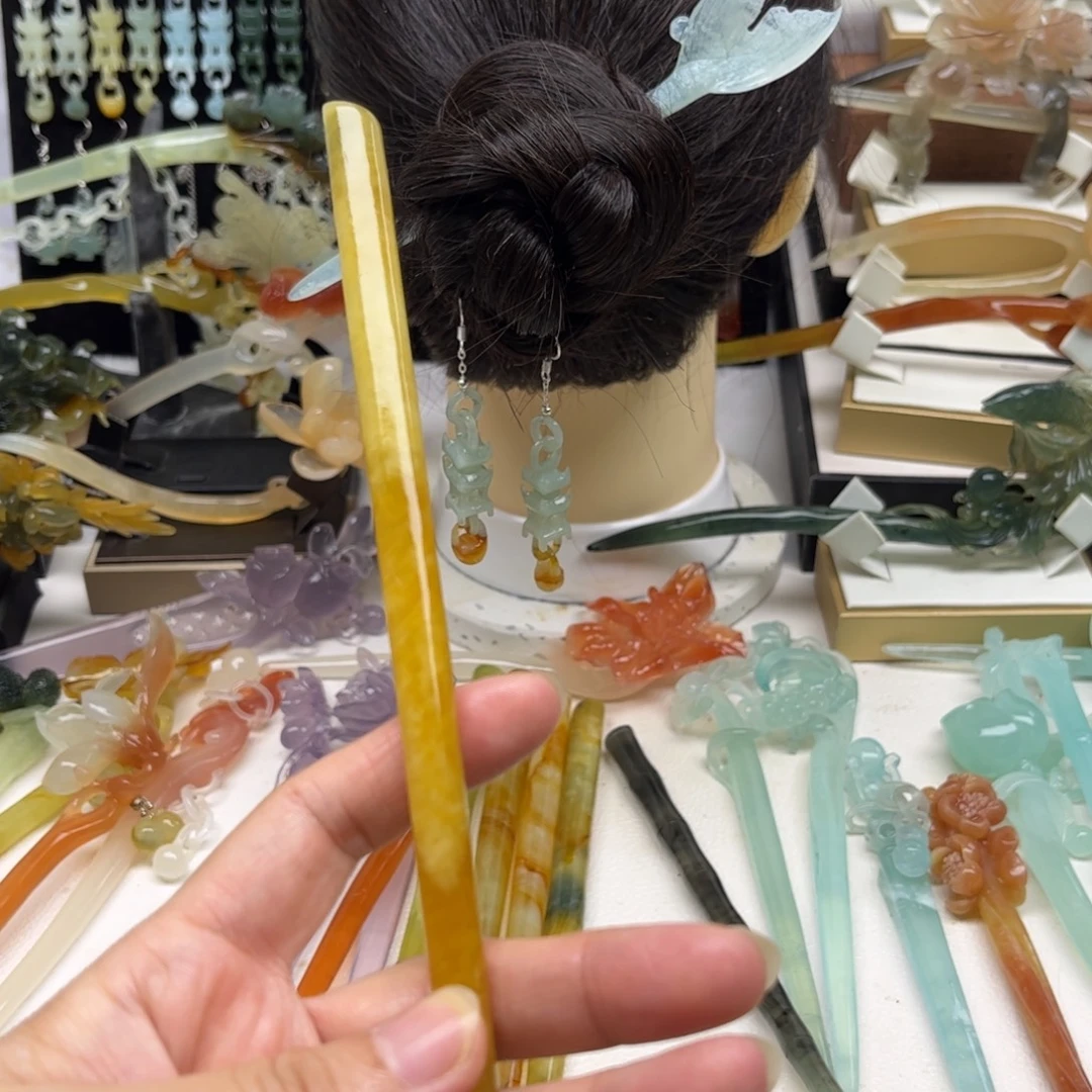 未镶嵌蛇纹石玉发簪