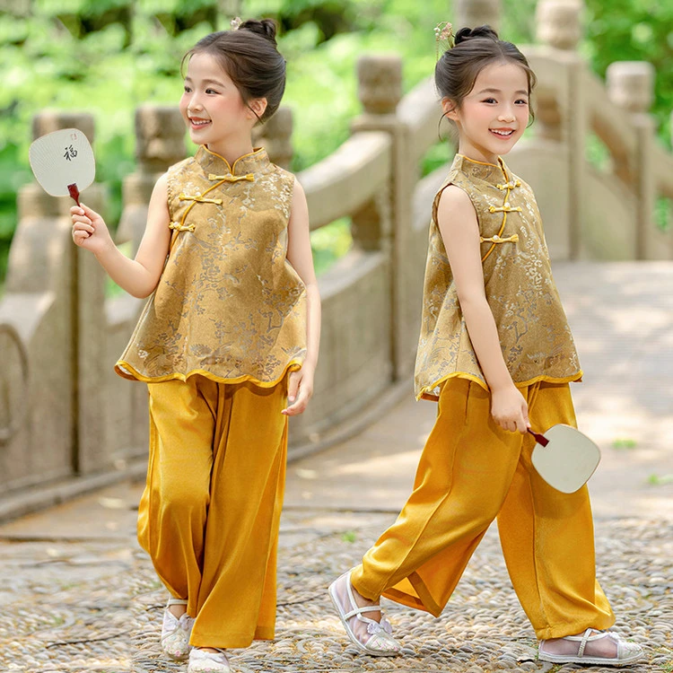 女童夏季国风套装2025新款女孩新中式衣服儿童汉服女童古风套装