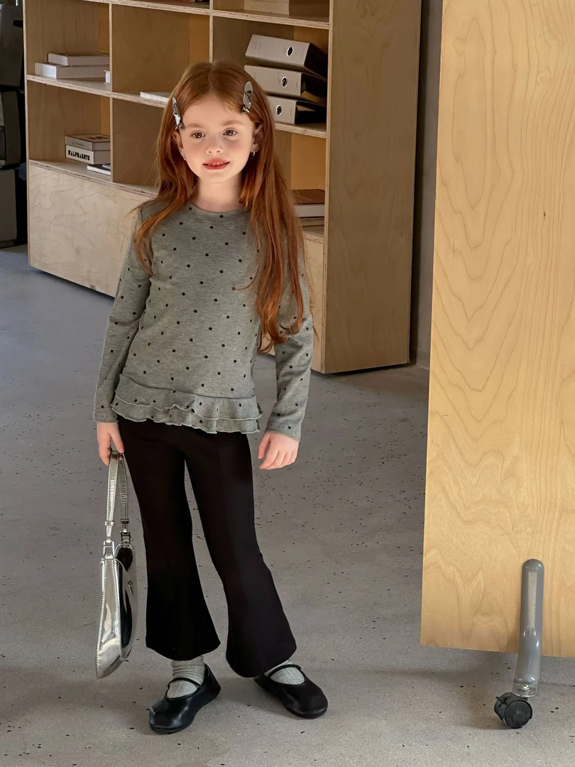 【秋】宝宝洋气花边打底衫+高腰喇叭裤儿童2025秋款新品幼儿园穿搭