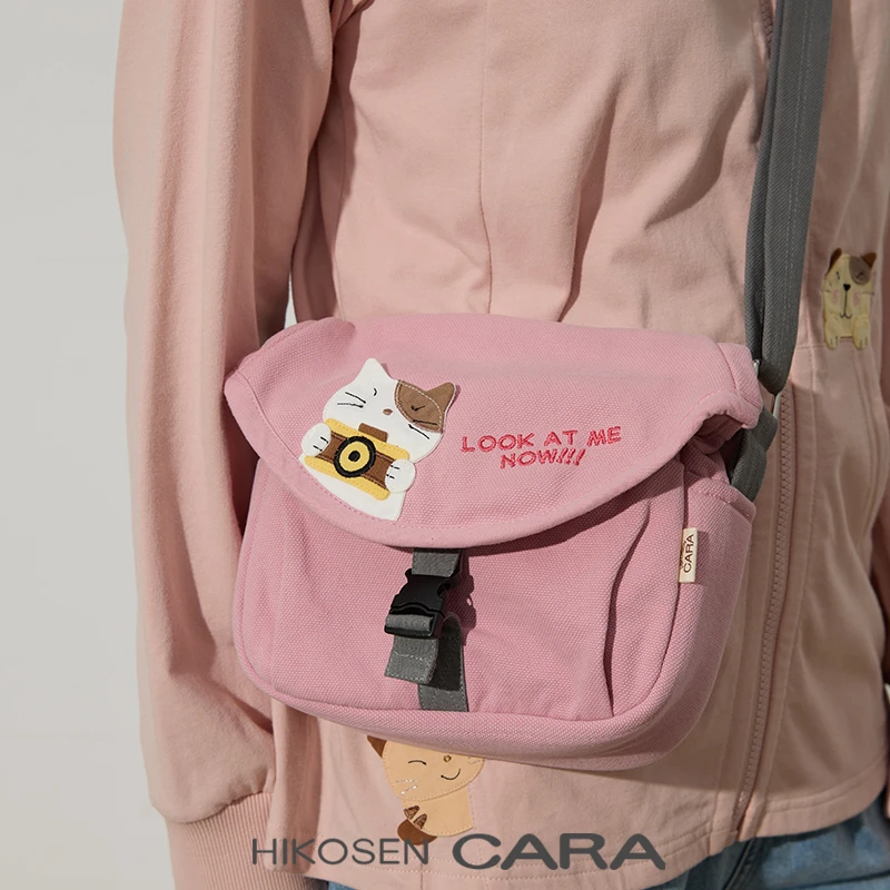 HIKOSEN CARA卡拉猫小Gon斜挎马鞍包日本帆布可爱女CCD收纳相机包