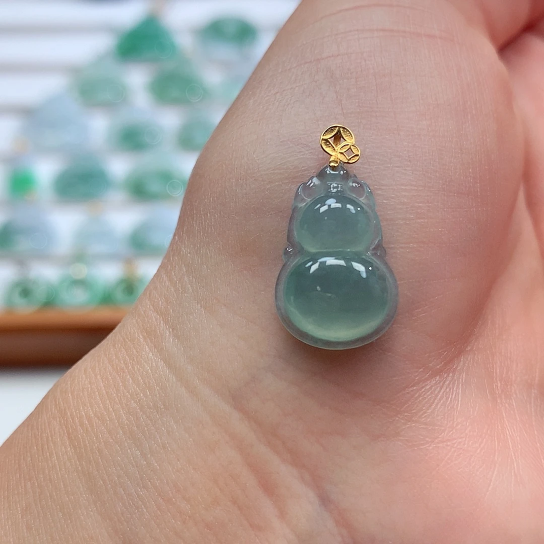 翡翠18K金镶嵌吊坠(赠链)17.8-12.2-5.3