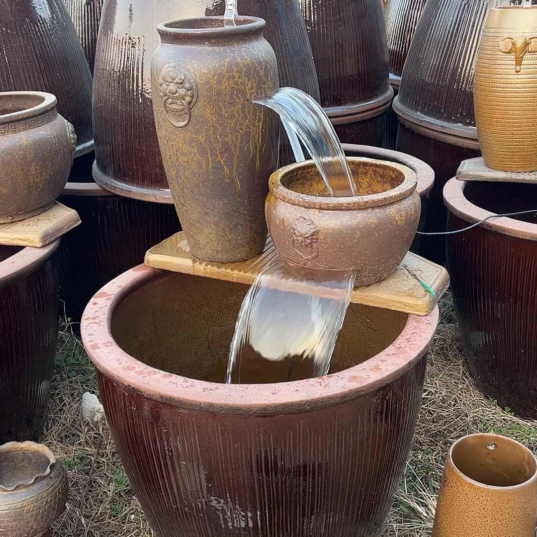 紫砂花盆整套流水罐