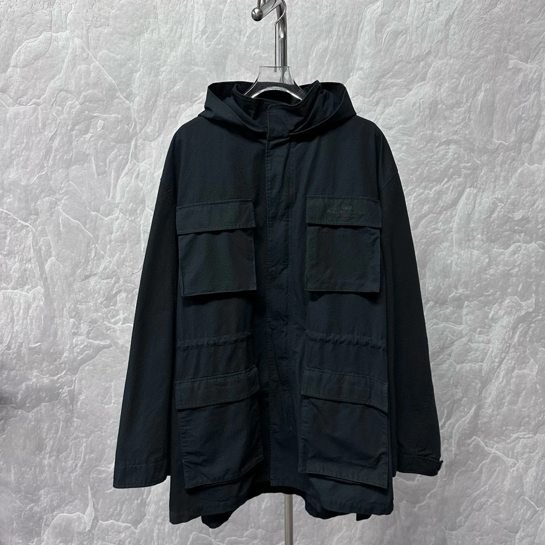 未使用 Balenciaga/巴黎世家 SS24 刺绣工装连帽外套 48码 J01595