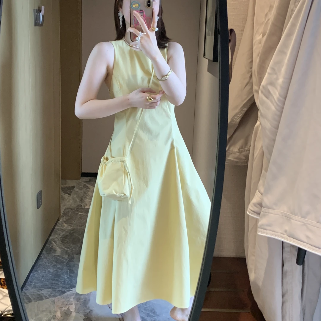温柔夏季时尚气质显瘦连衣裙无袖长裙女装背心式法式