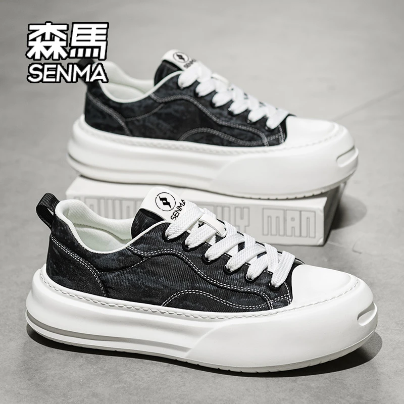 SENMA/森马帆布鞋男2025新款春季透气休闲小白鞋平底韩版男士板鞋